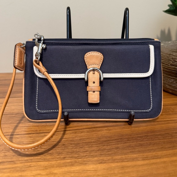 Coach Soho Blue and Tan Buckle Front Wrsitlet - Picture 1 of 13